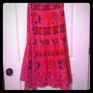 Indian sari print wrap skirt